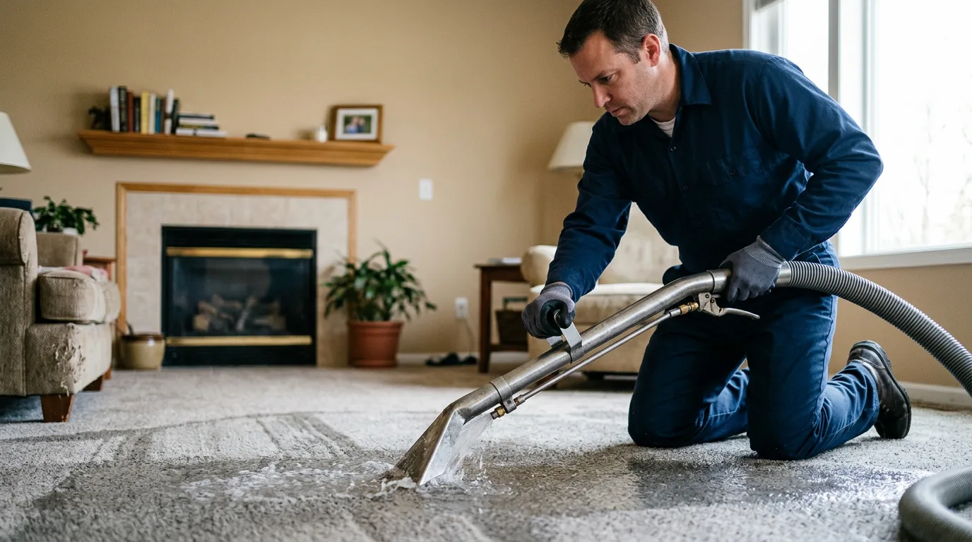 Water damage restoration technician working near Kingsland, TX